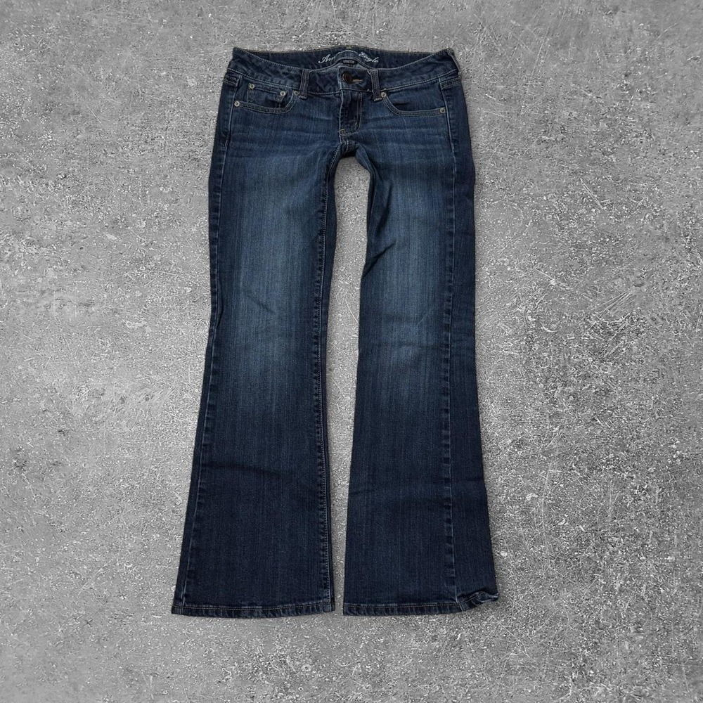 American Eagle Favorite Boyfriend Bootcut Jeans Blue Navy Size 4 Short Y2K Denim